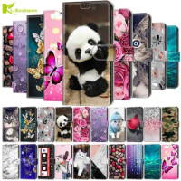 For Samsung Galaxy A21s Cute Panda Leather Flip Case on sFor Coque A01 A11 A31 A41 A51 A71 A 12 32 52 Phone Case Wallet Cover