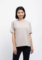 FOREST Forest Ladies Premium Weight Cotton Linen Knitted Boxy Cut Crew Neck Tee - Baju T Shirt Perempuan - 822186-16Khaki
