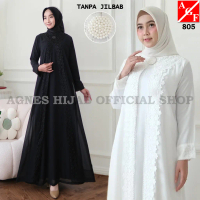 Gaun Putih Baju Raya 2025 Terbaru Kaftan Dress Kembang Muslimah Elegan Jubah Abaya Haji Umrah Viral 