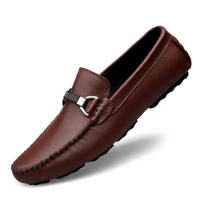 2020 New Men Loafers Real Leather Shoes Fashion Men Boat Shoes Brand Men Casual Leather Shoes Male Flat Shoes