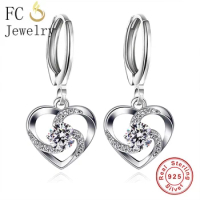 FC Jewelry 925 Silver Spiral Infinity Love Heart Zirconia Stone Hoop Earring Accessories Boucles Dor