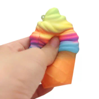 Besegad Jumbo Big Cute Kawaii Ice Cream Cone Food Squishy Squishi Slow Rising Toy for Adults Relieves Stress Anxiety Props