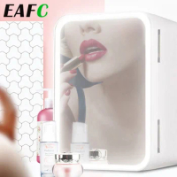 EAFC 6 Liter Mini Fridge Portable Beauty Skin Care Makeup Fridge with LED Mirror Thermoelectric Cooler and Warmer Refrigerators