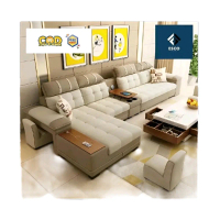 ESCO - Sofa Ruang Tamu Sofa L Stools Engkel Minimalis + Cup Holder 2023 EFL2A