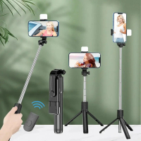 Tongkat Selfie, Tripod Pegang Tangan Teleskopik, Pendirian Telefon Mudah Alih, Alat Kawalan Jauh Blu