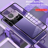 Ultra-Thin Shockproof Phone Case for Realme GT Neo 5se Aluminium Metal Frame Bumper + Tempered Glass Cover for Realme GT Neo 5SE