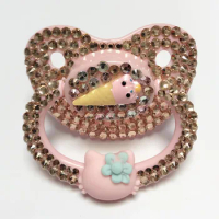 MIYOCAR unique handmade bling pink adult pacifier Adult Sized Cute Gem Pacifier Dummy ABDL Silicone 