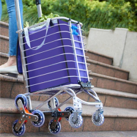 GIANXI Aluminum Alloy Portable Trolley With Bags Folding Cart With Wheels Household Supermarket Shopping Cart For Market