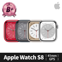 Apple B+ 級福利品 Apple Watch S8 GPS 41mm 鋁金屬錶殼(副廠配件/錶帶顏色隨機)