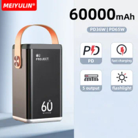 60000mAh Portable Power Bank Station PD65W Fast Charging Outdoor Powerful Emergency Auxiliary Battery For Laptop iPhone Samsung