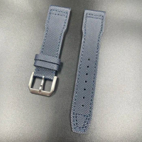 20 21 22mm blue carbon fiber plaid pin buckle men's cowhide strap substitute IWC watch strap