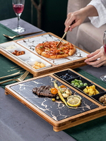 北歐風格陶瓷大理石紋牛排盤創意網紅西餐盤酒店餐具分格披薩盤子
