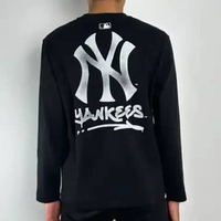 Kaos MLB NY SPRAY SILVER WHITE BLACK LONG TSHIRT 100% ORIGINAL M