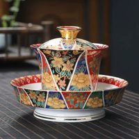 蘇氏陶瓷 功夫茶具三才蓋碗薄胎瓷沖茶碗小野蓋碗-花色 均碼