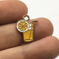 10pcs Lemonade Charms Gold Enamel Charms Drink Charms Summer Charms,DIY, Jewelry Findings