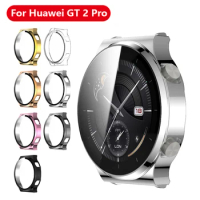 Watch Cover Case For Huawei Watch GT 2 Pro Plating PC Bumper With Tempered Glass Full Screen Protector Film For Huawei GT2 Pro