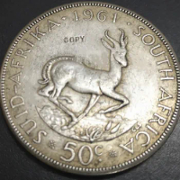 1961 South Africa 50 Cents 1st decimal series Silver plated Coin Copy