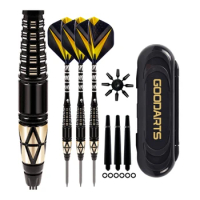 Darts Metal Tip Set Professional Darts with Carrying-Case Steel Tip Darts Set with Aluminum Shafts Rubber-O'Rings+Flight