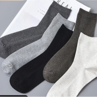 Xiaomi 3 Pairs of 5 Pairs Men's Japanese Rib Combed Cotton Tube Socks Women's Elastic Breathable Cotton Socks