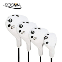 POSMA PGM 高爾夫發球木桿頭套  可清洗  (內含 1號 3號 5號 鐵木桿 4入組)  白色 GT025WHT