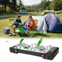 Portable Gas Stove Double Stove Cooktop Backpacking Gas Camping Stove Range Cooking At The Family Table Outdoor Barb