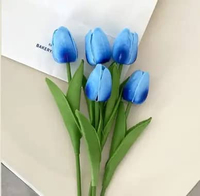 Bunga Tulip Latex Artificial Tanaman Hias Biru Gradasi