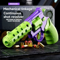 Revolver Toy Guns Manual Pistol Weapon Soft Bullet Throw Shell Gun Toy Anti-stress Launcher for Adults Boys Outdoor Games