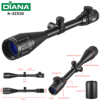 DIANA 8-32X50 Tactical Rifle Optics Red Dot Green Sniper Scope Compact Hunting Riflescope Collimator Cross rifle sniper Sight