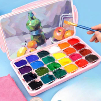 24Color 30ml Portable Box Jelly Gouache Paint Set for Children Beginners Gouache Painting Pigment Art Examinee Practice Supplies