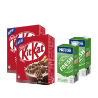 【Nestle 雀巢】Kitkat巧克力早餐脆片330g x 2盒+全脂牛奶 1Lx2罐