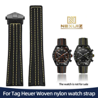Woven Nylon Watch Strap For TAG Heuer Carrera CBN2A1H/CBN2A1M Men's Folding Buckle Style Watch Band 22mm Bracelet Waterproof