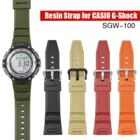 Rubber Resin Strap for Casio G-SHOCK SGW-100 Stainless Steel Buckle Sport Waterproof Men Replace Bracelet Watch Band for SGW100