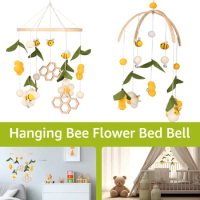Baby Crib Nursery Mobile Bamboo Wood Mobile Baby Wind Chimes Cute Baby Crib Mobile Toy Soothing Crib Nursery Mobile Hanging Bee