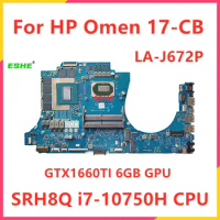 For HP Omen 17-CB TPN-C144 Laptop Motherboard i7-10750H CPU GTX1660TI 6GB GPU L97061-601 M03614-601 GPC72 LA-J672P Mainboard