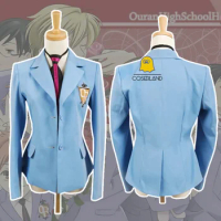 Ouran High School Host Club Cosplay Uniform School Girl Boy Haruhi Kyoya Hikaru Takashi Uniform Cosplay Costume Blue Jacket Tie