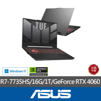 ASUS 華碩 升級附1TB組★115.6吋R7 RTX 4060電競筆電(FA507NV-0072B7735HS/R7-7735HS/16G/1TB SSD/W11)