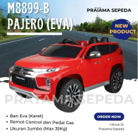 Mobil Aki Anak Model Pajero Sport Ban Karet Bisa Dinaiki Anak dengan Remote Control dan Pedal Gas M8