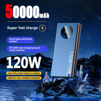 New 50000mAh Power Bank 120W Super Fast Charging Portable Powerbank for iPhone 14 Xiaomi Huawei External Battery Charger 2024