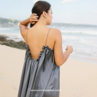 MIMO - Backless Long Dress | dress wanita | DRESS SATIN SILK PREMIUM BACKLESS