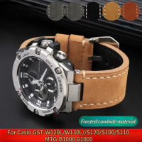 Vintage Cowhide Leather Watchband For G-SHOCK Casio GST-W120L/W130L//S120/S100/S110 MTG-B1000 G1000 Watch Strap Men's Bracelet