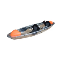 New design high quality small plastic transparent double rowing boats crystal canoe/kayak clear bottom