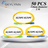 50PCS SC Fiber Optic Patch Cord OS2 SM G652D SX Core 3.0mm Cable 2 Meter Length With Yellow LSZH Jacket