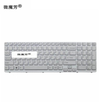 New for SONY VAIO E15 SVE 15 SVE15 149032851RU AEHK57002303A MP-11K73SU-920 White Russian RU keyboard with frame