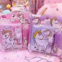 Unicorn Notebook A7 Mini Journal Inner Pocket Notepad Cute Writing Note Books with Snap Button Ruled Memo Book Kids Club Gifts