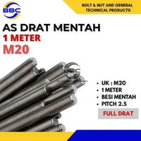 As Drat Besi Mentah M20 Pitch 2.5 Stud Bolts Long Drat Besi Mentah 1 Meter