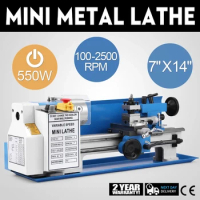 【EU】 Mini Metal Lathe Machine 7" x 14" (180*350 mm) 550W Precision for DIY Metal Turning Driling Threading Milling Woodworking