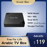 Great Bee Greatbee Arabic TV Box, Android 10 2G 16G Smart 4K Arabic Media Player Satellite Receiver