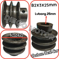 B2x3x25mm Pulley Puli Poli Besi Cor Hancuran Mesin Serbaguna GX160 GX200 Robin dll