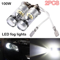 2Pcs 100W H1 H7 H10 LED Fog Light Driving Bulb 12/24V Fog Lamp Headlamp 20SMD 10000LM White 6000K Car Headlight Car Accessories
