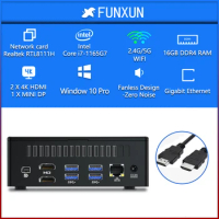 FUNXUN Mini PC Intel Core i7-1165G7 16GB DDR4 256/512/1024GB SSD Windows 10 Gaming Desktop WiFi Bluetooth